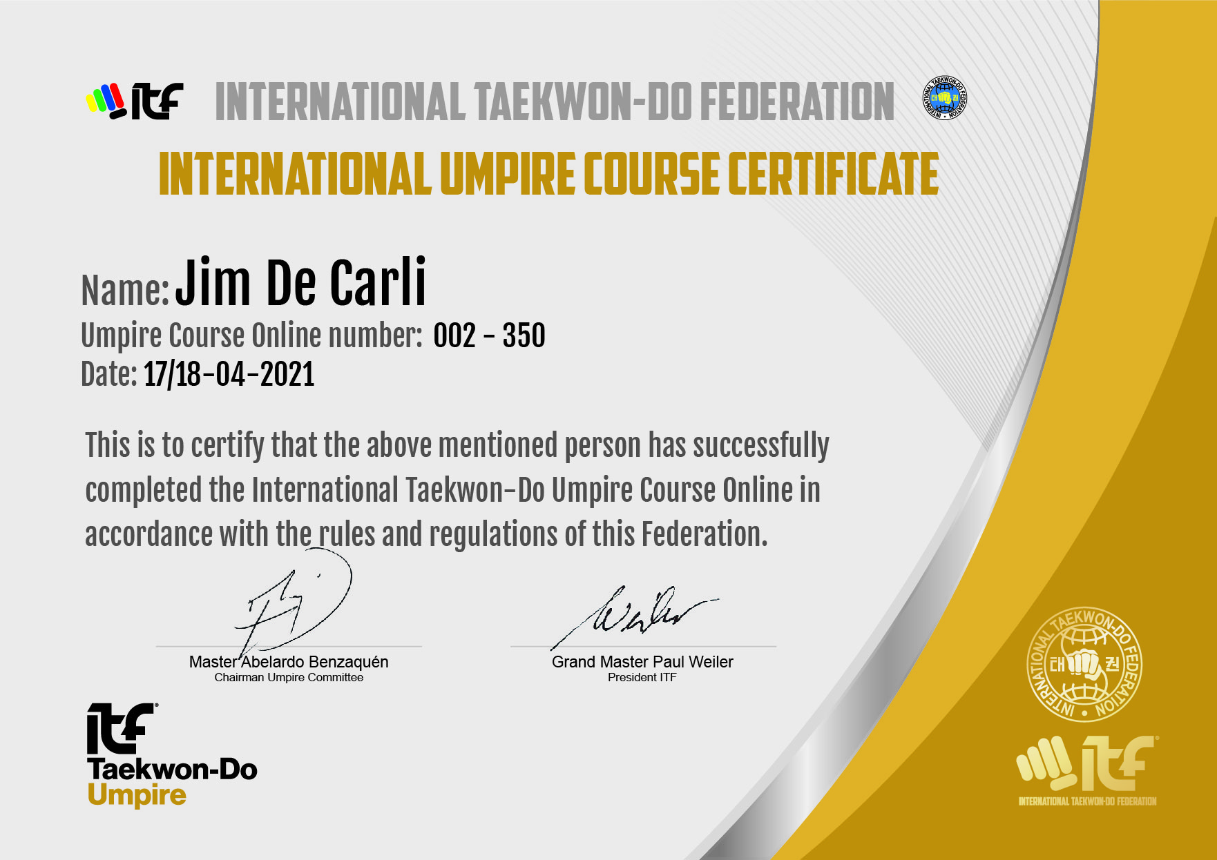 Umpire Certification Earned