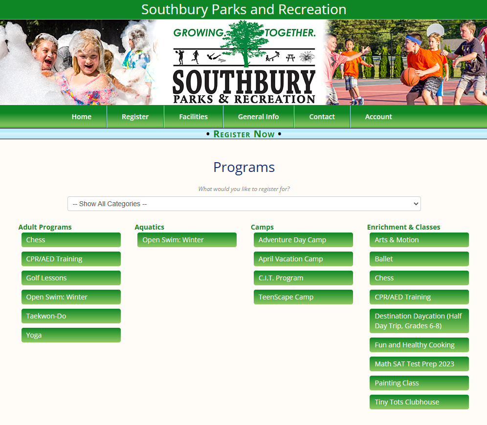 New Registration Website for Southbury Park & Rec
