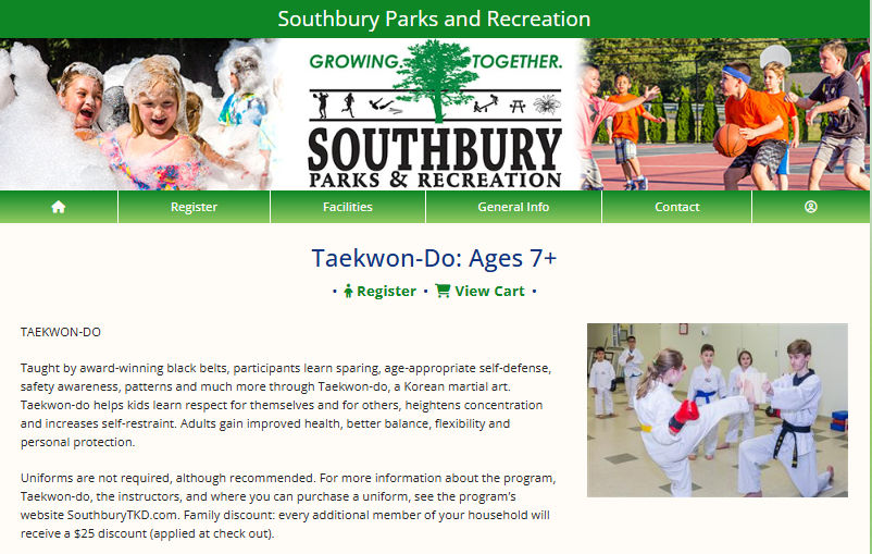 Southbury Taekwon-do Spring 2024 Schedule